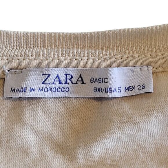 ZARA Basic Small Off-White Short Sleeve T-Shirt Orange Black Gold Female Picture - Picture 3 of 9